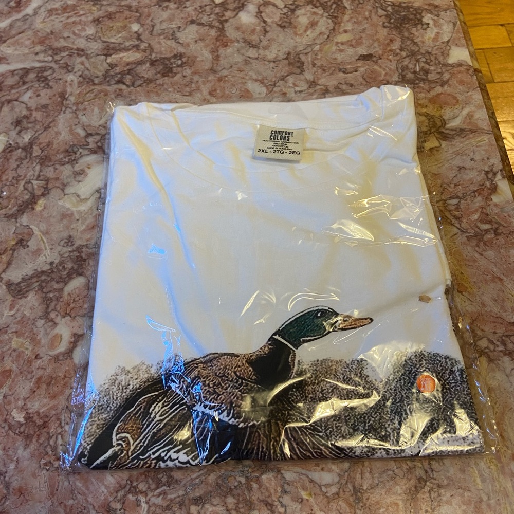 White Graphic Duck Print Men's Shirt